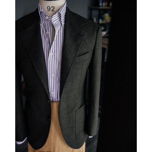 Plain Weave Olive Classic Prince of Wales Check by The Anthology TW